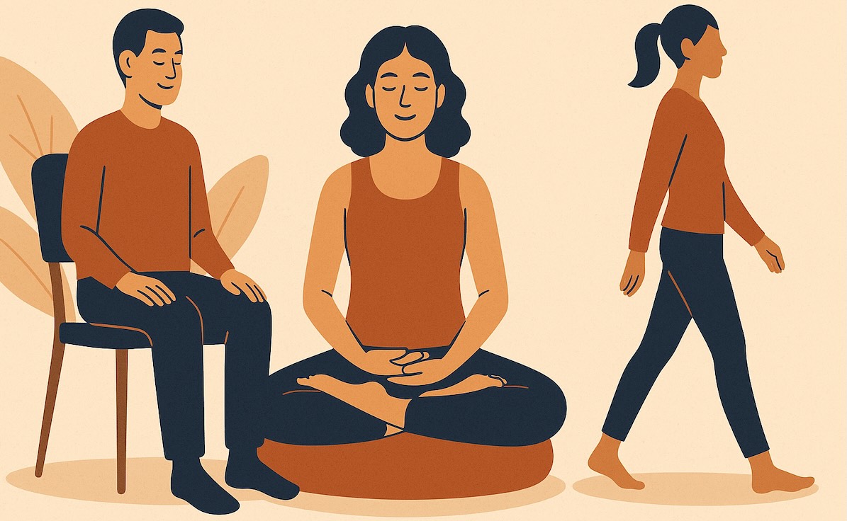 Illustration about different meditation postures
