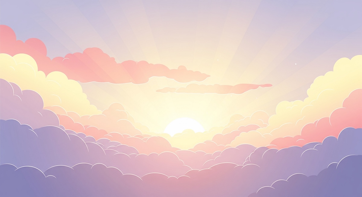 A gentle sunrise or light filtering through clouds, symbolising hope and gentle awareness if you practice meditation for depression.