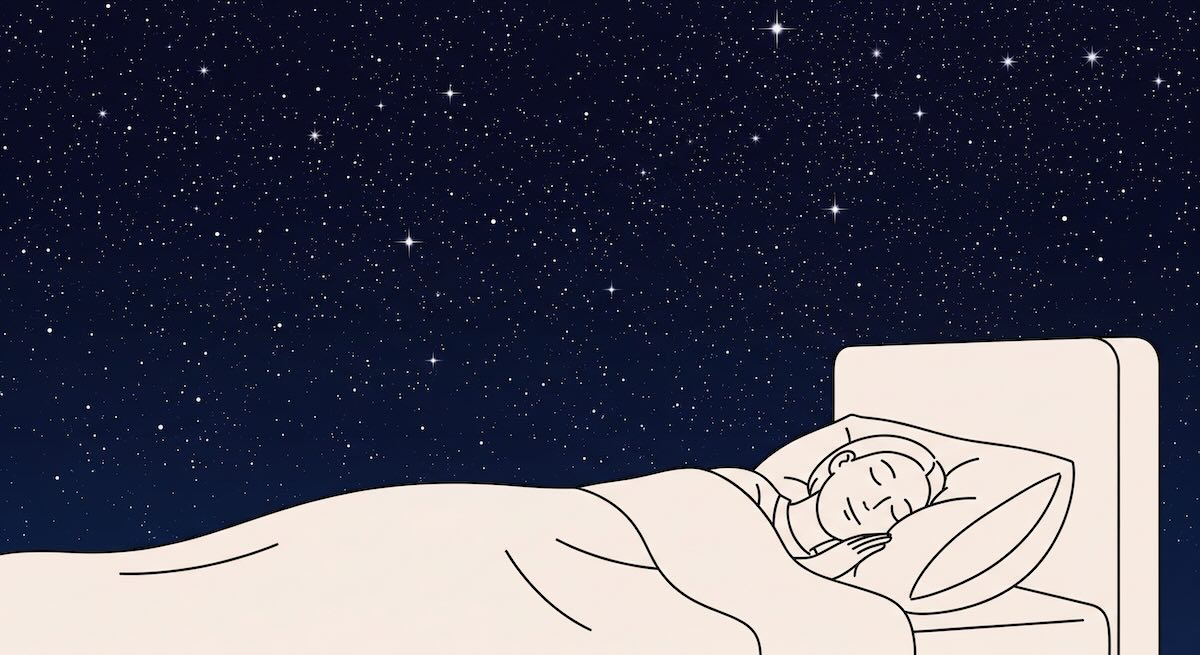 Illustration of the person sleeping peacefully after meditating.