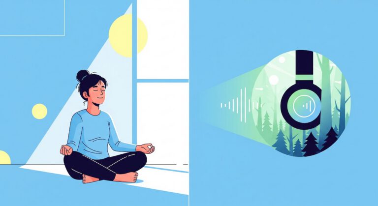 Image illustrating peaceful meditation vs sounds