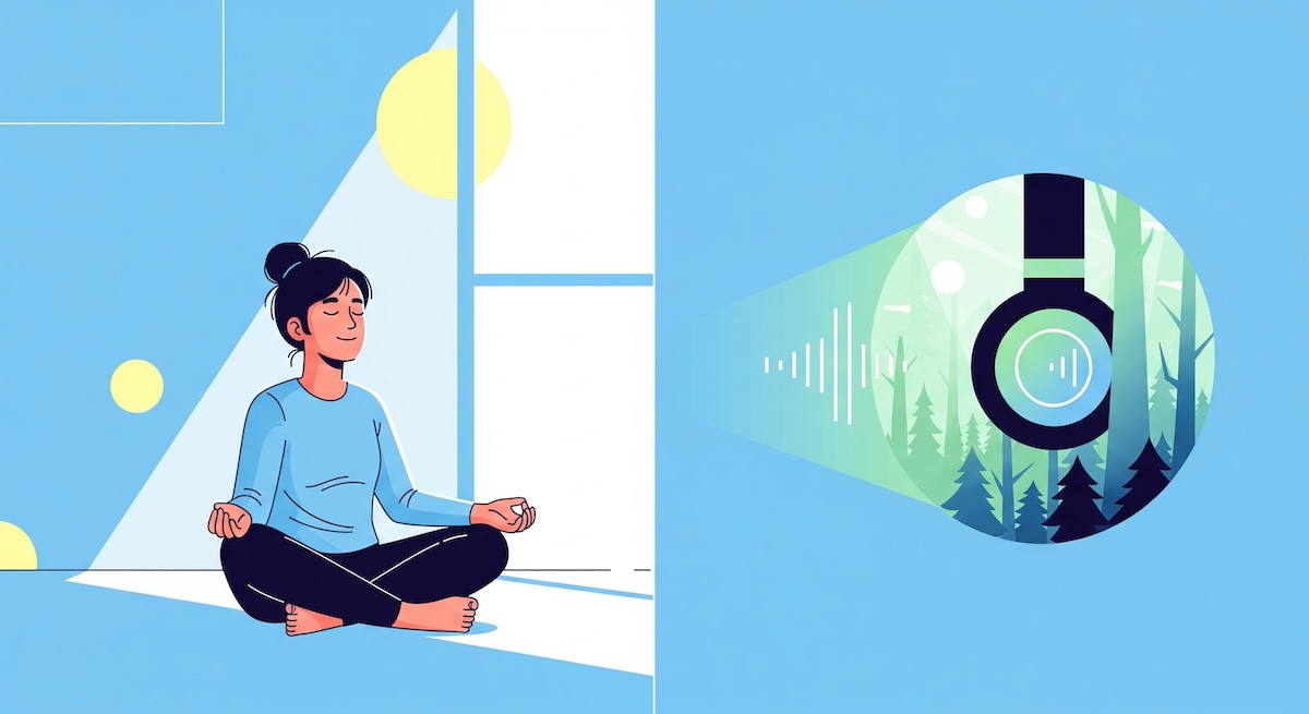 Image illustrating peaceful meditation vs sounds